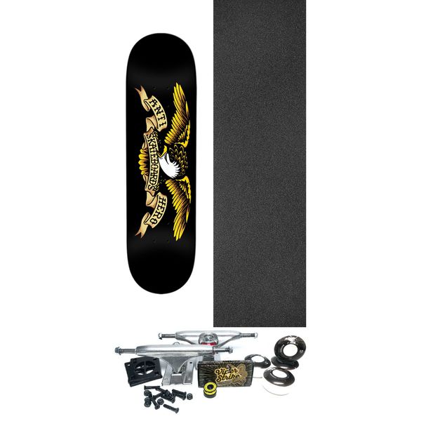 Anti Hero Skateboards Eagle DBX Black Skateboard Deck - 8.5" x 32" - Complete Skateboard Bundle